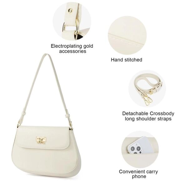 Cluci Vegan Leather White Hobo Shoulder Bag NWOT - Picture 8 of 8